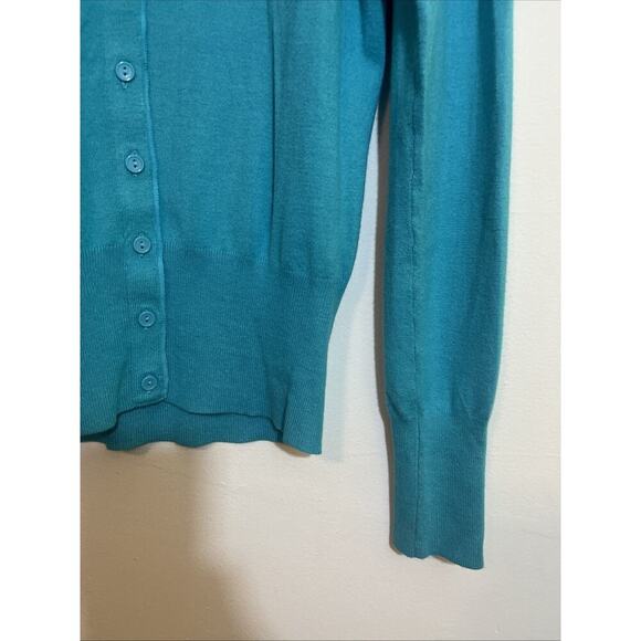 Long Tall Sally M Blue Sweater Cardigan Lightweight Cute Spring Piece Grandpa - Picture 5 of 7